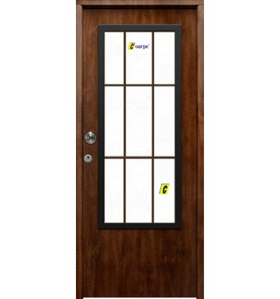 Puerta de Seguridad 1110 Cristal con Palillería en Madera THT