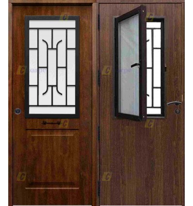 Puerta de Seguridad CLÁSICA con Ventana Abatible, Reja y Cristal THT