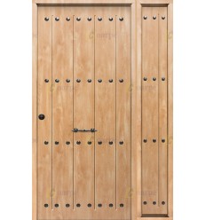 Puerta de Seguridad 1150 RUSTICA CLAVOS ROBLE CON FIJO LATERAL THT