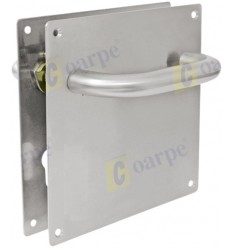 Maneta/Manilla con Placa Cuadrada Acero Inox. Con Bocallave (Pareja)