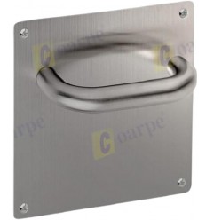 Maneta/Manilla con Placa Cuadrada Acero Inox. Con Bocallave (Pareja)
