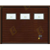 Puerta de Garaje Seccional Acanalado LISO Madera Oscuro con Ventana