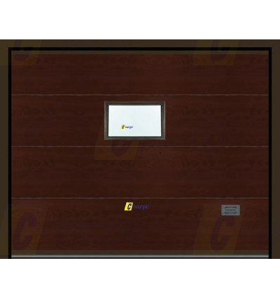 Puerta de Garaje Seccional LISO Madera Oscuro con Ventana