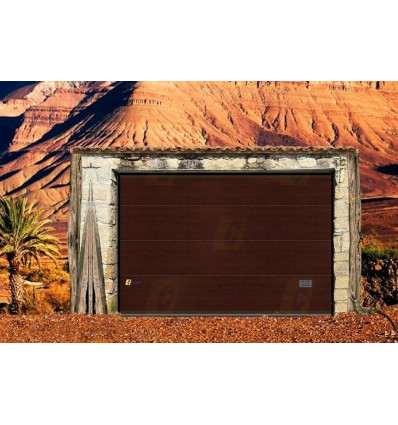 Puerta de Garaje Seccional LISO Madera Oscuro