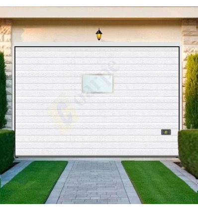Puerta de Garaje Seccional Acanalado Blanco con Ventana