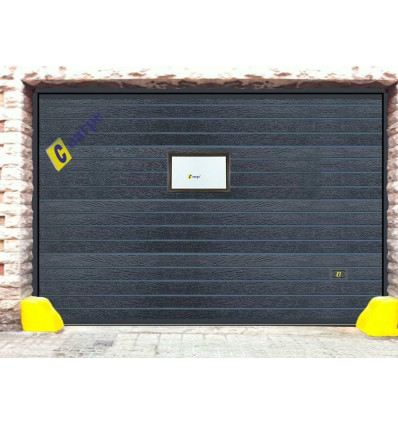 Puerta de Garaje Seccional Acanalado Gris Antracita con Ventana
