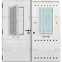 Puerta de Seguridad 1150 RÚSTICA CLAVOS CON VENTANA CON CRISTAL ABATIBLE THT