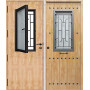 Puerta de Seguridad 1150 RÚSTICA CLAVOS CON VENTANA CON CRISTAL ABATIBLE THT
