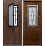 Puerta de Seguridad 1150 RÚSTICA CLAVOS CON VENTANA CON CRISTAL ABATIBLE THT