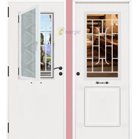 Puerta de Seguridad CLÁSICA con Ventana Abatible, Reja y Cristal THT