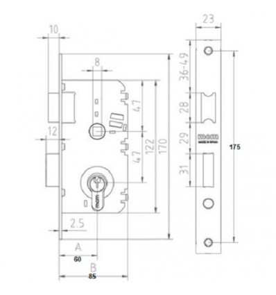 Cerraduras Eléctricas de embutir para perfiles estrechos